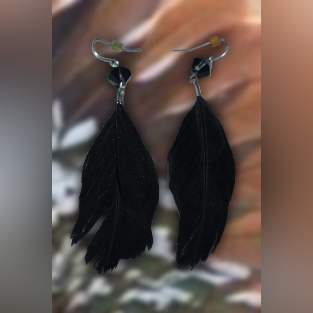 Black Feather Boho Earrings